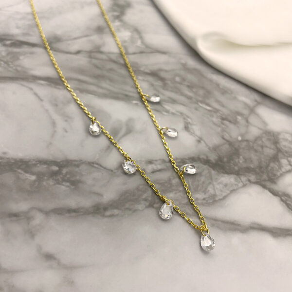 σταγόνες drops Gold plated silver necklace asimi epixrisomeno zircon