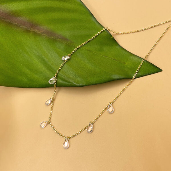 σταγόνες drops Gold plated silver necklace asimi epixrisomeno zircon