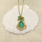 aqua chalcedony pearls amazonite hand made pendant gold plated silver χειροποίητο μενταγιόν χαλκηδόνιος αμαζονίτες μαργαριτάρια επίχρυσο ασήμι tonia makri jewellery