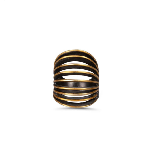 Black ring w golden lines Μαύρο δαχτυλίδι με χρυσές γραμμές ευσταθία κόσμημα οξειδωμένο ασήμι χρυσό efstathia jewellery oxidized gold plated silver