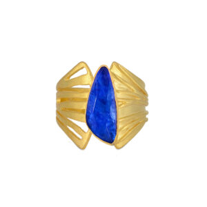 blue sodalite gold plated ring