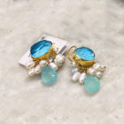 Turquise earrings w pearls & chalcedony, Σκουλαρίκια Τυρκουάζ με κρεμαστά μαργαριτάρια & χαλκηδόνιους tonia makri jewellery, τονια μακρη κοσμήματα οπάλ δαχτυλίδι opal ring