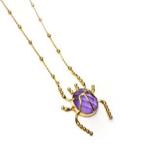 amethyst gold plated necklace pendant silver tonia makri animal nature τονια μακρη κολιέ αμέθυστος σκαραβαίος φύση