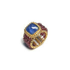 jewellery tonia makri ring sodalite blue gold plated silver, τονια μακρη δαχτυλίδι μπλε πέτρα χειροποιήτο επίχρυσο ασήμι