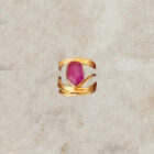 Red Corundum gold plated silver ring, Δαχτυλίδι με κόκκινο κορούνδιο επίχρυσο ασήμι, χειροποίητο κόσμημα ευσταθία handmade greek jewellery